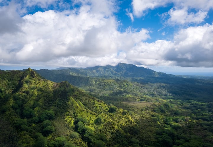 A view of Kauai, Hawaii from the air