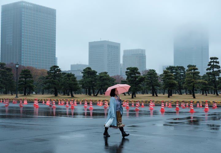 A quiet, damp morning in Tokyo.